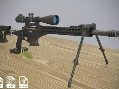 Sabatti ST 18 Sniper Rifle Low-poly 3D model