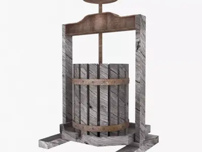 Vintage Wine Press Low-poly 3D model