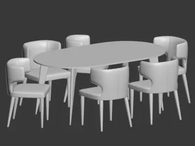 Dining Set table and chairs 3D model