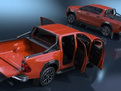 Toyota Hilux 2022 Orange Rigged for Cinema 4D 3D model