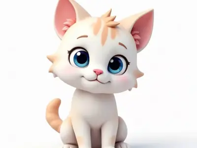 Cute Cartoon Cat - Adorable Kitten 3D Model Low-poly 3D model