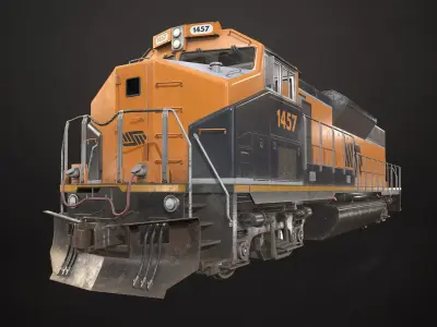 Diesel Locomotive Low-poly 3D model