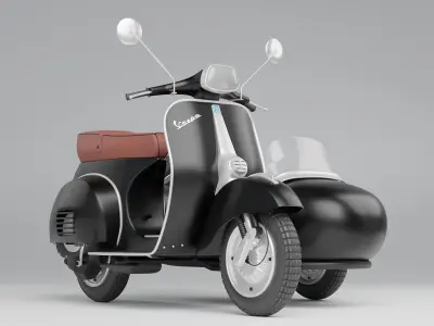 Vespa Sprint With Sidecar Season 2 Low-poly 3D model  Low-poly 3D model