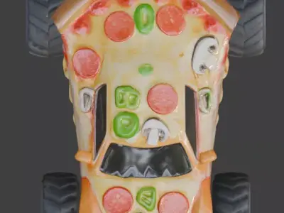 Pizza Delivery Monster Truck 3D Model Low-poly 3D model