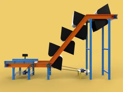 BUCKET CONVEYOR ELEVATOR BELT 3D model