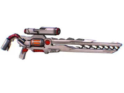 Sniper rifle of the future weapon barrel blaster laser arms Low-poly 3D model get