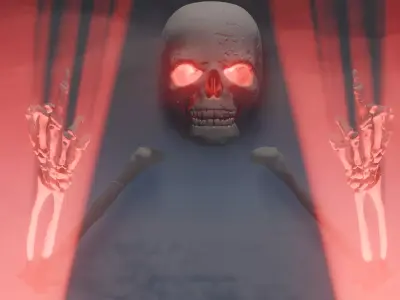 skeleton sticking out the middle finger 3D model