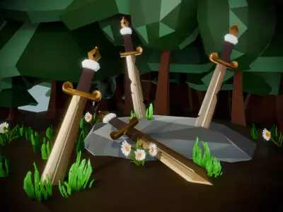 High-Quality Low Poly Sword Pack Low-poly 3D model