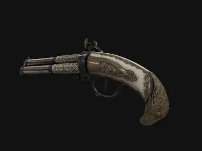 Old Gun Unreal and Unity Game Ready Model Low-poly 3D model
