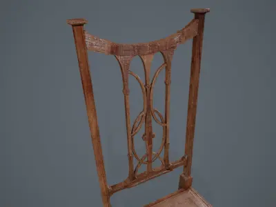 Wooden Chair Low-poly 3D model 13