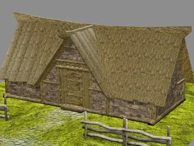 Medieval Viking House 03 Game Ready Low-poly 3D Model Low-poly 3D model