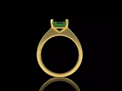 Emerald Baguette Ring 3D print model