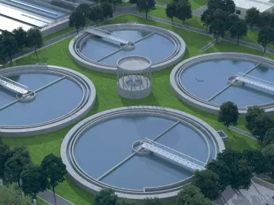 Wastewater treatment filtration plant 3D model get