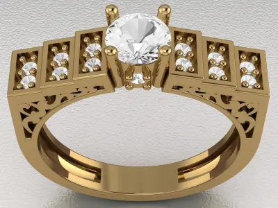solitaire wedding ring  3D print model
