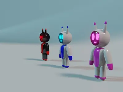3D Cute Robot 3 in 1 Low-poly 3D model