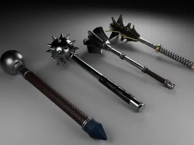 Unique medieval maces pack Low-poly 3D model
