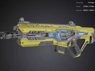 Yellow Futuristic Gun 3D model