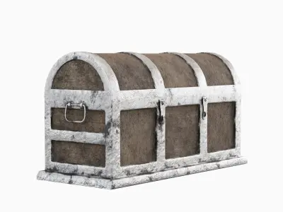 Wooden Treasure Chest Set Low-poly 3D model