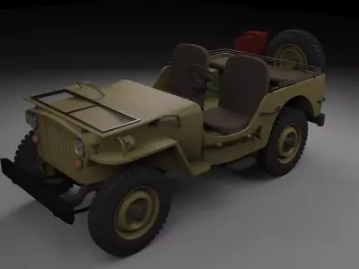 Willys military jeep 3D model purchase