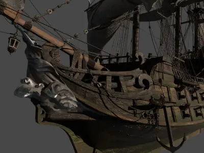 Black Pearl  Pirate Ship Low-poly 3D model