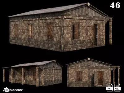 Medieval Houses 46- 4K Textures Game Ready Low-poly 3D model