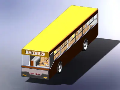 Shiny Old-School City Bus 3D Model Free 3D model