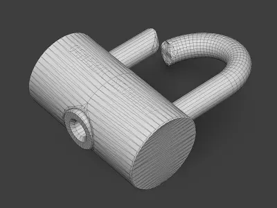 Broken Padlock Low-poly 3D model