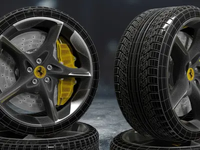 ferrari car tyre 3D model
