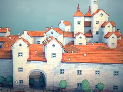 Town55 castle on island 3D print model