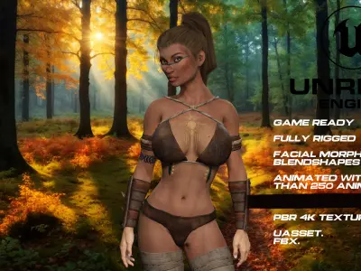 Tribal girl full rigged - game ready - animated  Low-poly 3D model