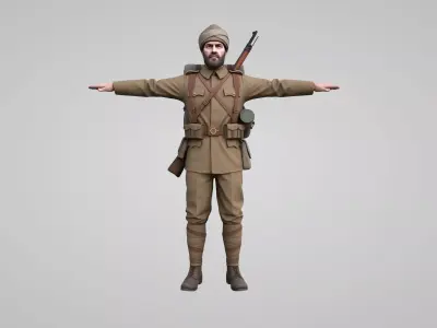  Old Turkish soldier 3D model Low-poly 3D model