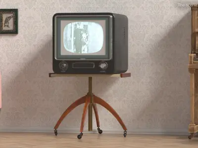 Vintage CRT Television with Active Screen 3D model