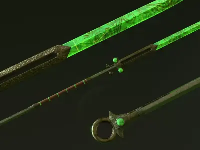 Fantasy Jade Weapon Set Free low-poly 3D model