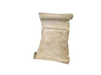  Antique scroll of parchment in three versions with scuffs Low-poly 3D model