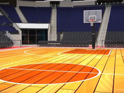 Arena Sports Facility with Dual Basketball Hoops Brown 3D model