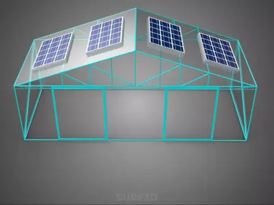 SOLAR POWERED FARM PLANT GREENHOUSE HOTHOUSE GLASSHOUSE GARDEN 3D model