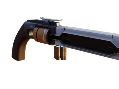 Sci-fi Revolver Low-poly 3D model