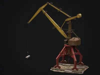 Port crane  Sokol Low-poly 3D model
