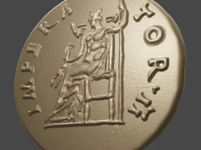  ANTONINUS PIUS AUREUS ROME AU50-53 GOLD RIC108C 3D print model