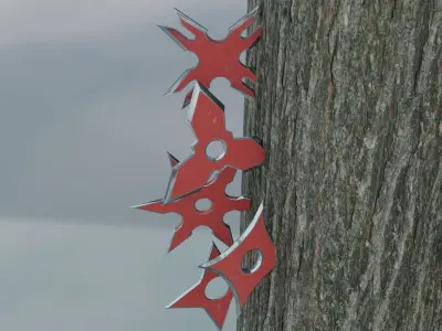 Red Ninja shuriken pack Low-poly 3D model