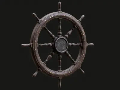 Low Poly PBR Ship Wheel Low-poly 3D model