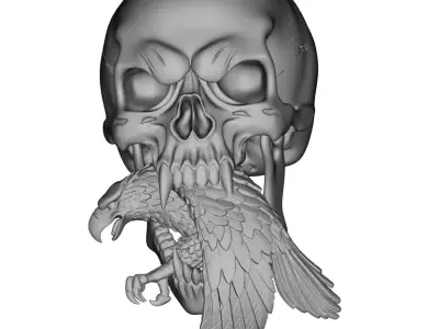 Pendant Eagle Skull Pendant Gold Pendant Hiphop Antique  3D print model