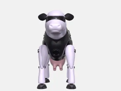 Plastic robot cow  Low-poly 3D model