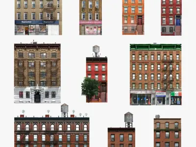 Realistic New York Buildings Game Collection 3D model