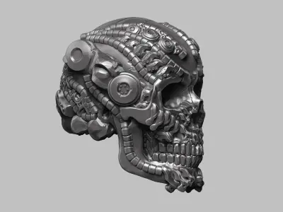 Mechanical Mayhem Cyberpunk 3D Model Skull with Biomechanical  3D print model