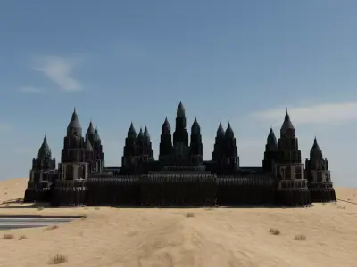 Medieval Black Castle Stronghold  Fantasy Fortress 3D Model Low-poly 3D model