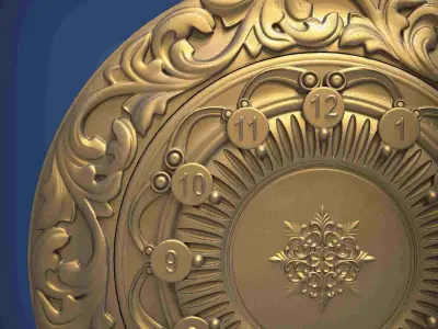 Carved clock for 3D printing and CNC 3D print model 28