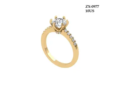 Solitaire Engagement Ring 3D print model 88