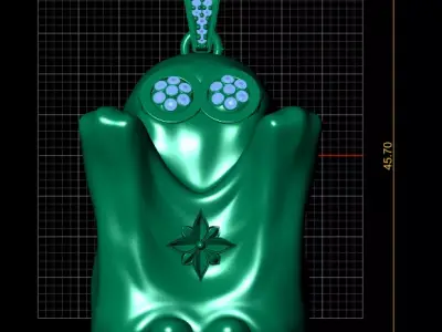 Gold Ghost Pendant with Diamond Eyes 3D print model