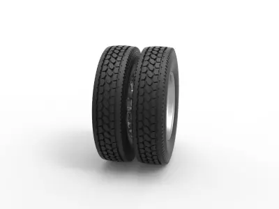 Rear custom wheel of semi truck Version 14 Scale 1 to 25 3D print model